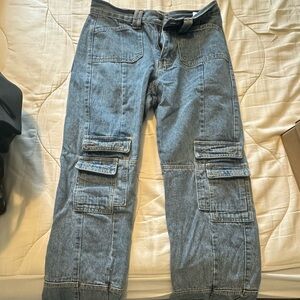 Princess Polly Lioness cargo blue jeans